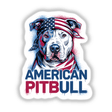 American Pitbull Dog with Flag Bandana, available as stickers or digital artwork, featuring a dog wearing a bandana. Ideal for unique decor from Decal Venue.