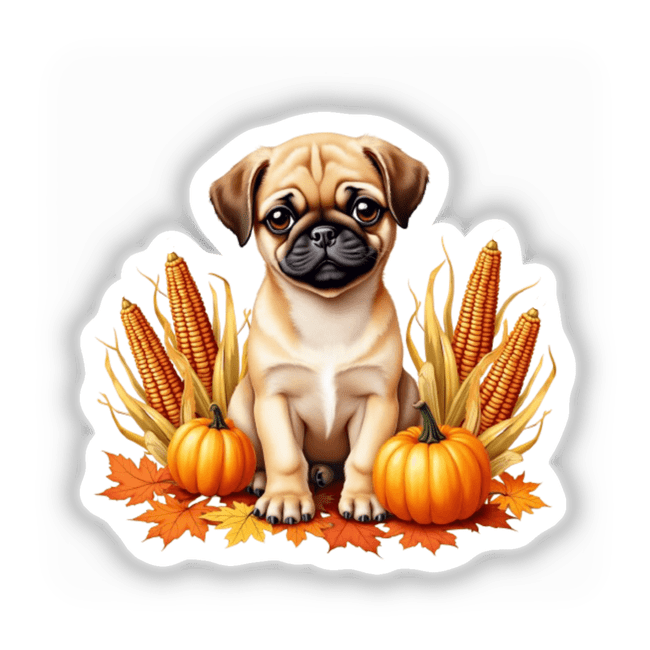 Autumn Pug Clipart Stickers - Decal Venue