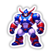 A Cool American Flag Army Robot depicted as a cartoon superhero. Available as unique vinyl stickers or digital artwork, reflecting Decal Venue's specialty in creative, fictional character designs.