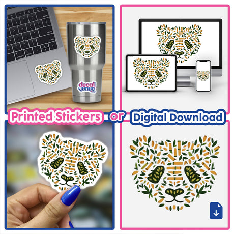 Bamboo Bear art featuring a bear amidst bamboo, available as vibrant vinyl stickers or digital download, perfect for personalizing items or digital display.