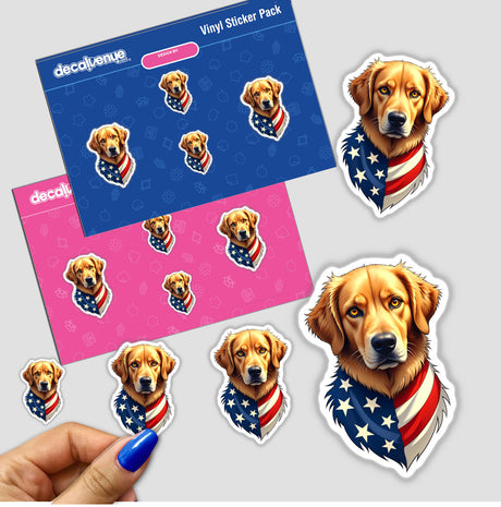 A Cool American Flag Golden Retriever