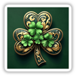 Elegant Shamrock with Gold Filigree: A detailed green and gold shamrock design, available as vinyl stickers or digital artwork, embodying intricate artistry suitable for decor from Decal Venue.