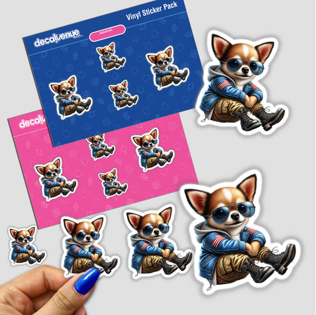 Patriotic Leather Chihuahua Aviator Sunglasses digital stickers and artwork available for download at DecalVenue