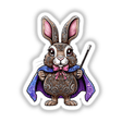 Magical Rabbit with Ornate Patterns and Wizard Accessories, featuring a cartoon rabbit with a cape and wand, available as stickers or digital artwork from Decal Venue.