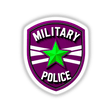 Military Police Shield Logo featuring a green star on a purple shield, available as stickers or digital artwork from Decal Venue, known for unique designs.