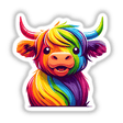 Highland Cow Rainbow Pride Background Removed