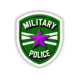 Military Police Shield Logo featuring a purple star on a green and white emblem, available as stickers or digital artwork from Decal Venue.