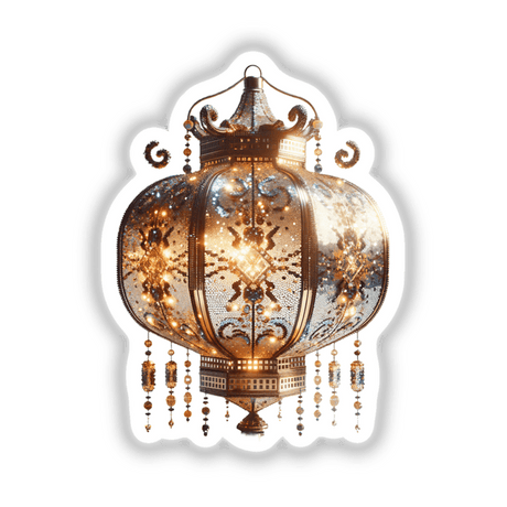 Elegant Vintage Lantern Showcase with Exquisite Details, featuring a close-up of intricate lamp design, available as stickers or digital artwork from Decal Venue.