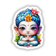 Kawaii Buddha Meditating: Adorable Sticker Design featuring a cartoon baby Buddha in a meditative pose, with folded hands and a serene expression. Available as stickers or digital artwork.