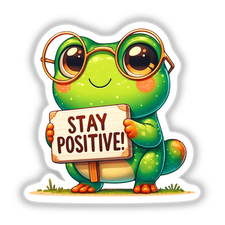 Cute Frog Holding Stay Positive Sign