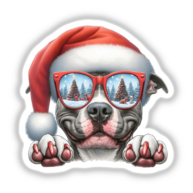 Winter Sunglasses Christmas Santa Pitbull Dog II