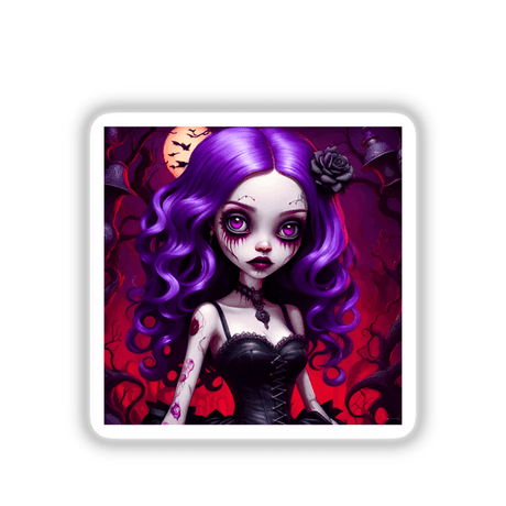 Girls of Gothic: A cartoon girl with purple hair available as stickers or digital art.