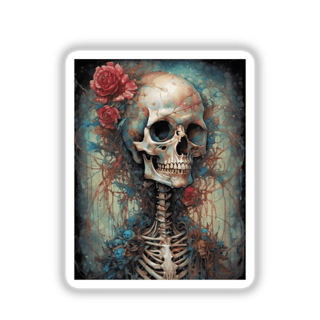 Beautiful Skulls: Artful depiction of a skull adorned with vibrant flowers, available as unique stickers or digital artwork.