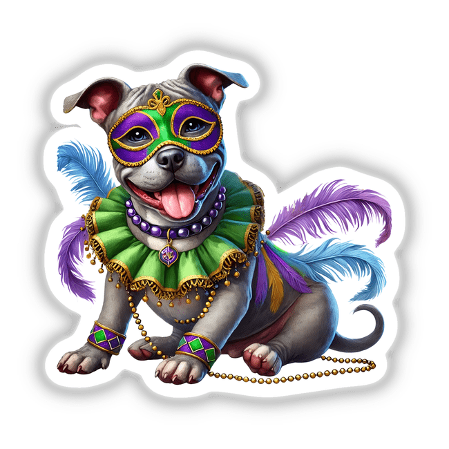 Mardi Gras Party Pitbull Dog