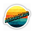 Agradecido Retro Clipart - Stickers or Download with Commercial Rights, featuring a vibrant, text-filled circular design, available as unique stickers or digital artwork from Decal Venue.