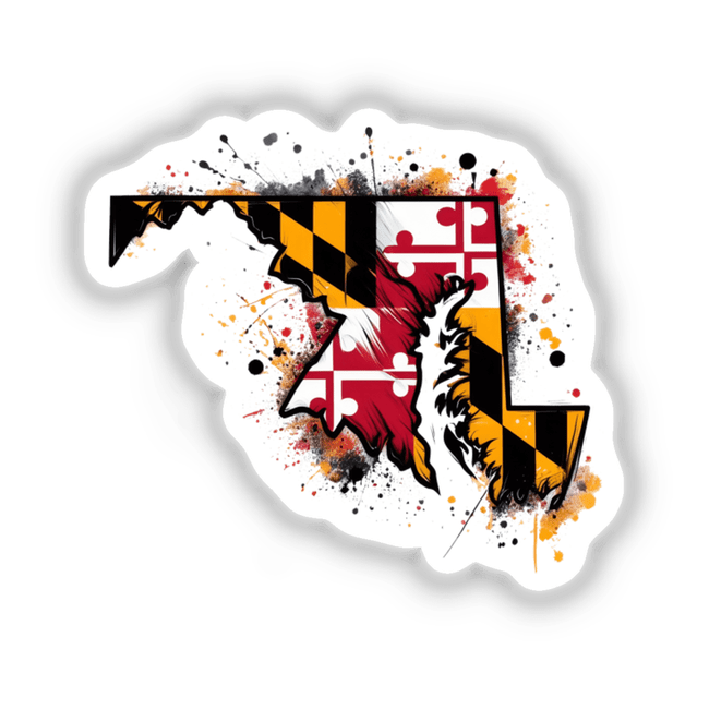 State Outline Maryland Flag VI design featuring a distinctive Maryland state flag with a central outline, ideal as a versatile sticker or digital art for showcasing Maryland pride.