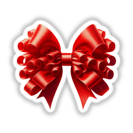 Fancy Christmas Red Coquette Bow - Digital artwork featuring a vibrant red bow with ruffled ribbons, perfect for stickers or digital downloads.