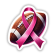 Football Pink Ribbon Breast Cancer sticker or digital artwork featuring a football adorned with a prominent pink ribbon, symbolizing breast cancer awareness.