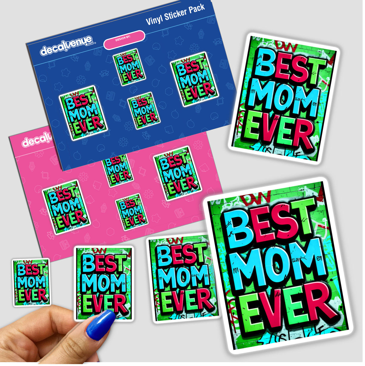 Best Mom Ever stickers featuring various designs and text elements. Ideal for personalized decoration, offering a unique touch from Decal Venue, specializing in distinctive stickers and digital art.