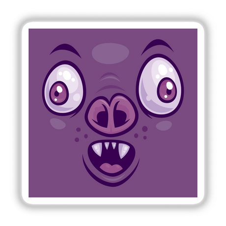 Wacky Cartoon Vampire Bat Face featuring whimsical eyes and a toothy grin, perfect as stickers or digital artwork.