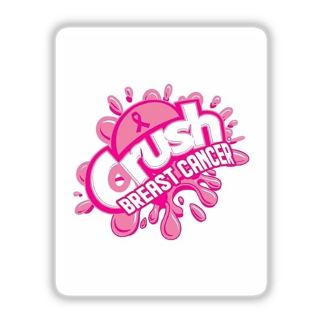 Crush Breast Cancer - a digital graphic design displayed on a phone screen, available as stickers or digital artwork from Decal Venue.