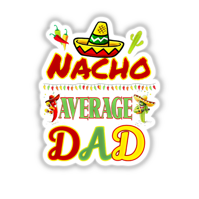 Cinco de Mayo Dad design featuring cartoon chili pepper with maracas and a cactus playing guitar, available as vibrant stickers or digital artwork from Decal Venue.