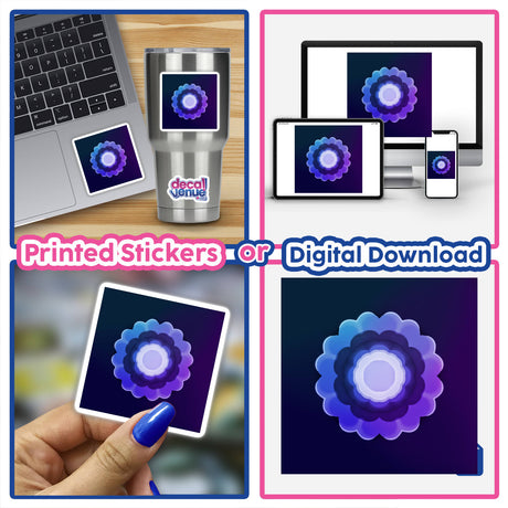 Purple-ish Gradient Mandala Digital Artwork - Printable Stickers or Digital Download from Decal Venue