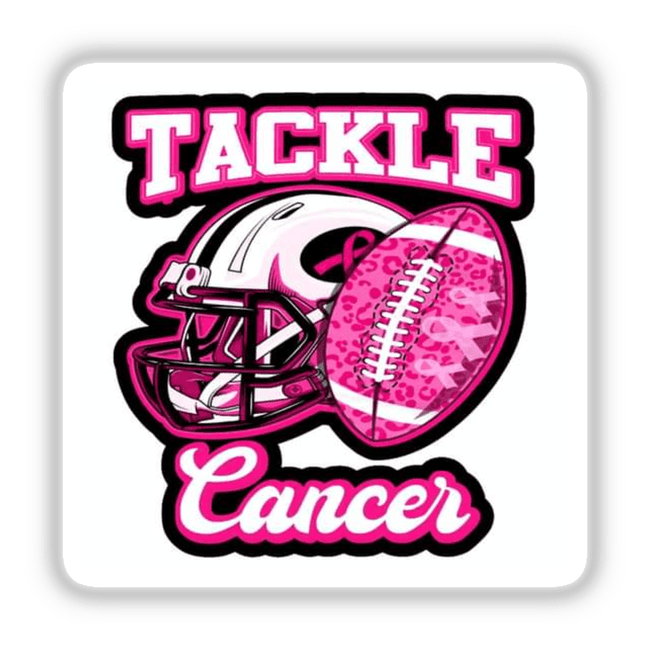 Gold Breast Cancer Series 5: Pink football helmet with matching pink football featuring white lace and cheetah print design. Available as stickers or digital artwork.