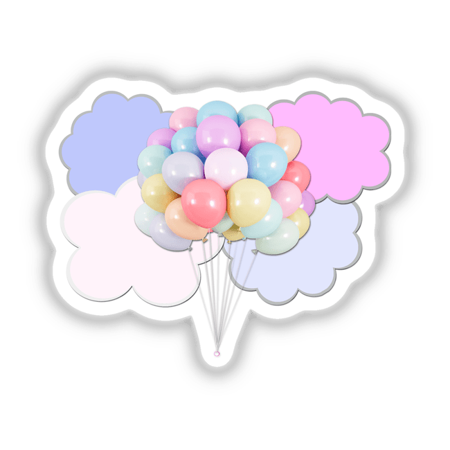 Pastel Balloons Floating in Pink and Lavender Clouds
Available as stickers or digital download format