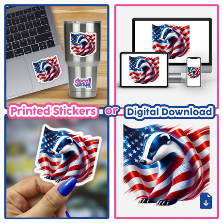 Patriotic Badger American Flag Stars Stripes