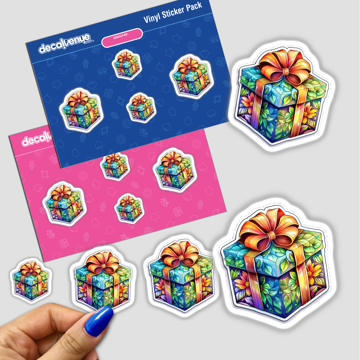 Colorful floral birthday present stickers