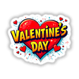 Valentine's Day Love Heart sticker design featuring playful, colorful letters and hearts, available as both stickers and digital artwork from Decal Venue.