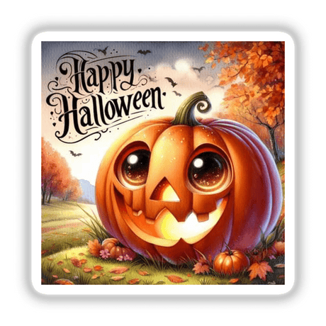 Bronze Halloween Series 1: A pumpkin with big eyes and a smiling face, available as stickers or digital artwork.