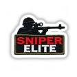 Patch titled 0003 - SNIPER ELITE featuring a soldier holding a scoped gun, available as stickers or digital artwork from Decal Venue.