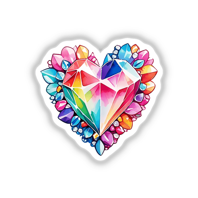 Colorful Heart Made of Diamonds: Sticker Design featuring a vibrant heart composed of various gem-like elements, perfect for adding a touch of unique artistry to any surface.