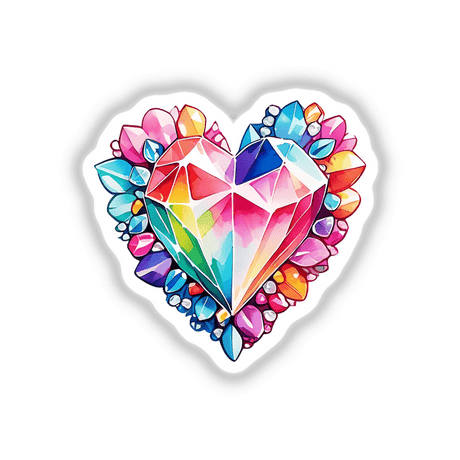 Colorful Heart Made of Diamonds: Sticker Design featuring a vibrant heart composed of various gem-like elements, perfect for adding a touch of unique artistry to any surface.