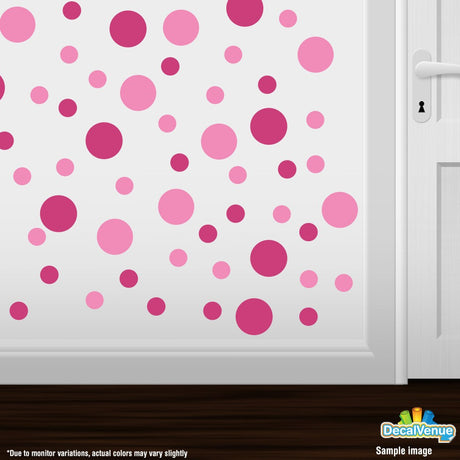 Pink / Hot Pink Polka Dot Circles Wall Decals by Decal Venue Decal Venue