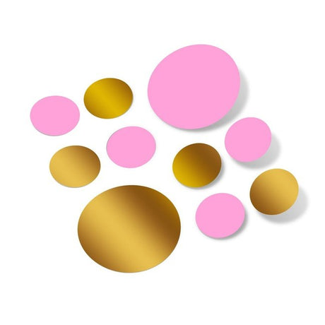 Pink / Metallic Gold Polka Dot Circles Wall Decals by Decal Venue Decal Venue