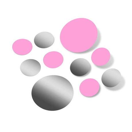 Pink / Metallic Silver Polka Dot Circles Wall Decals by Decal Venue Decal Venue