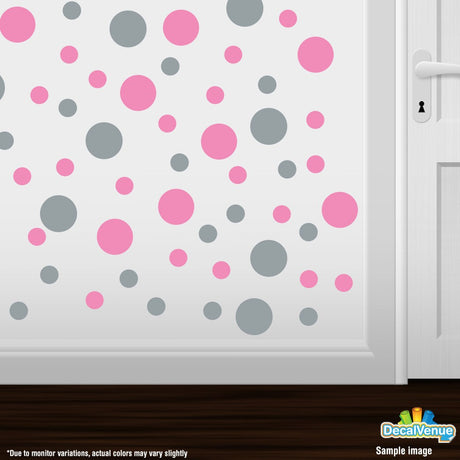 Pink / Metallic Silver Polka Dot Circles Wall Decals by Decal Venue Decal Venue