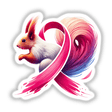 Squirrel Pink Ribbon Breast Cancer illustration featuring a squirrel with a pink ribbon, available as unique stickers or digital artwork.