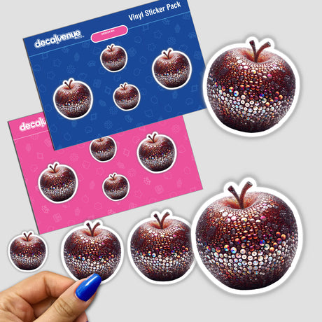 Sparkling Apple Sequin Art sticker pack featuring various close-up apple designs, available as stickers or digital artwork from Decal Venue.