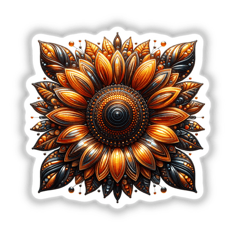 Intricate Sunflower Mandala: A close-up of a detailed, floral mandala design, available as stickers or digital artwork.