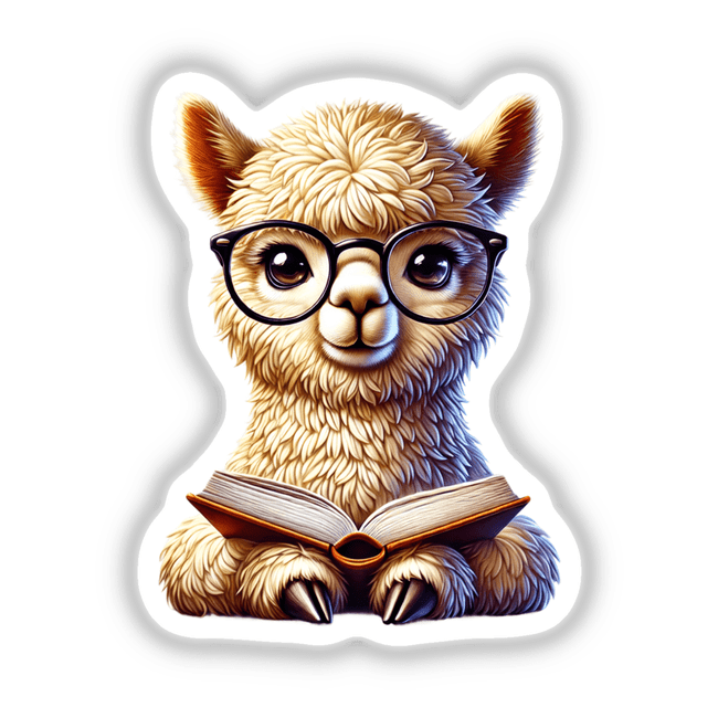 Alpaca With Reading Glasses Open Book