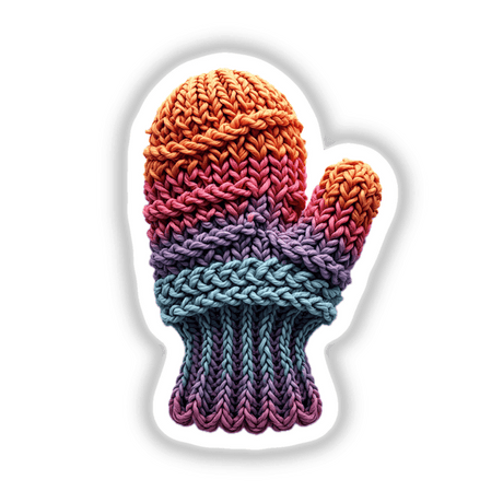 Knitted Yarn Mitten displayed with intricate crochet detailing, available as stickers or digital artwork, reflecting Decal Venue's unique style in crafting visually engaging and artistic designs.