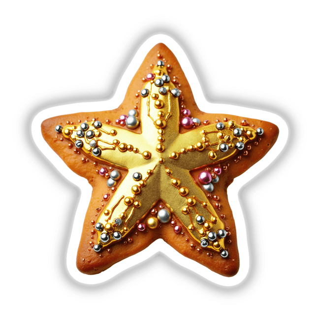 Golden Star Ornament Gingerbread Christmas Cookie