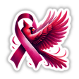 Cardinal Bird Pink Ribbon Breast Cancer graphic featuring a cartoon bird adorned with a pink ribbon, available as stickers or digital artwork.