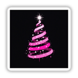 Pink Ribbon Christmas Tree in a spiral design, available as unique stickers or digital artwork from Decal Venue, showcasing creative holiday decor.