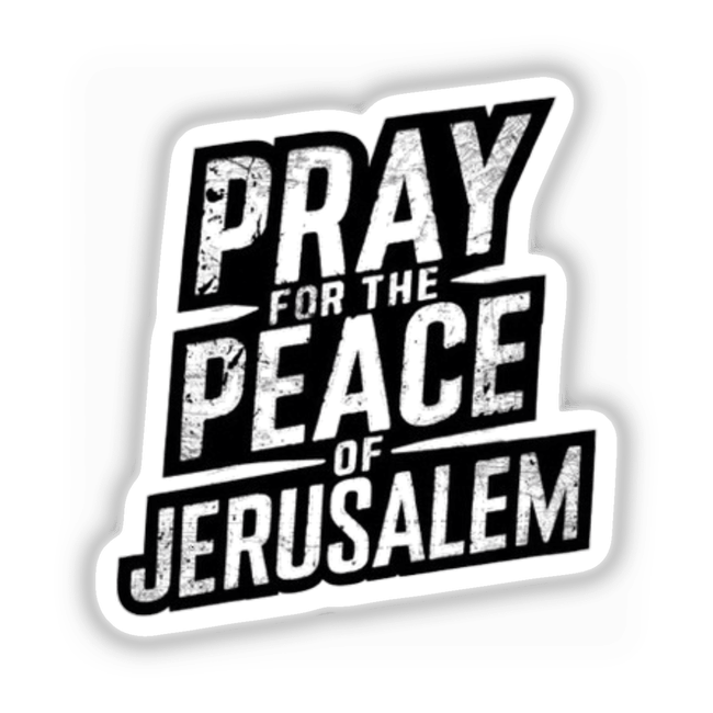 Pray for the Peace of Jerusalem - Psalm 122:6 Bible Clipart features a black and white logo, available as stickers or digital artwork for commercial use.