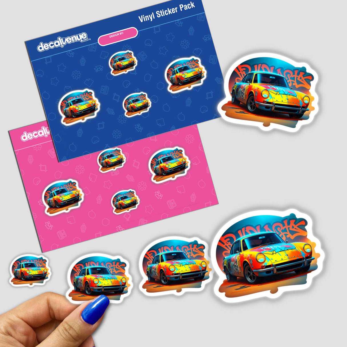 A Classic Graffiti Car sticker featuring a vibrant car adorned with graffiti art, available as a sticker or digital artwork.